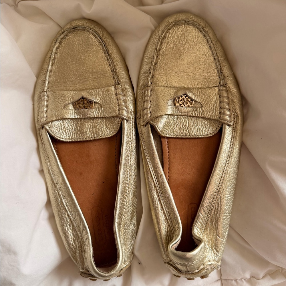 Coach Gold Loafers 🤍